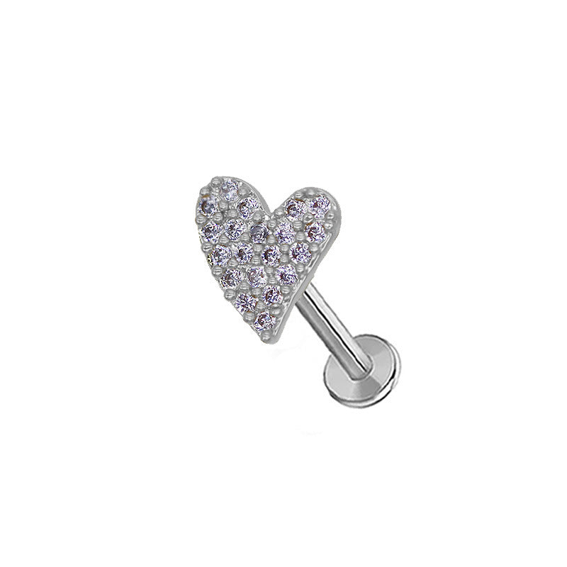 Heart Shaped Lip Rings with Bow Knot and Pearl Pendant - Stainless Steel and Gold Plated