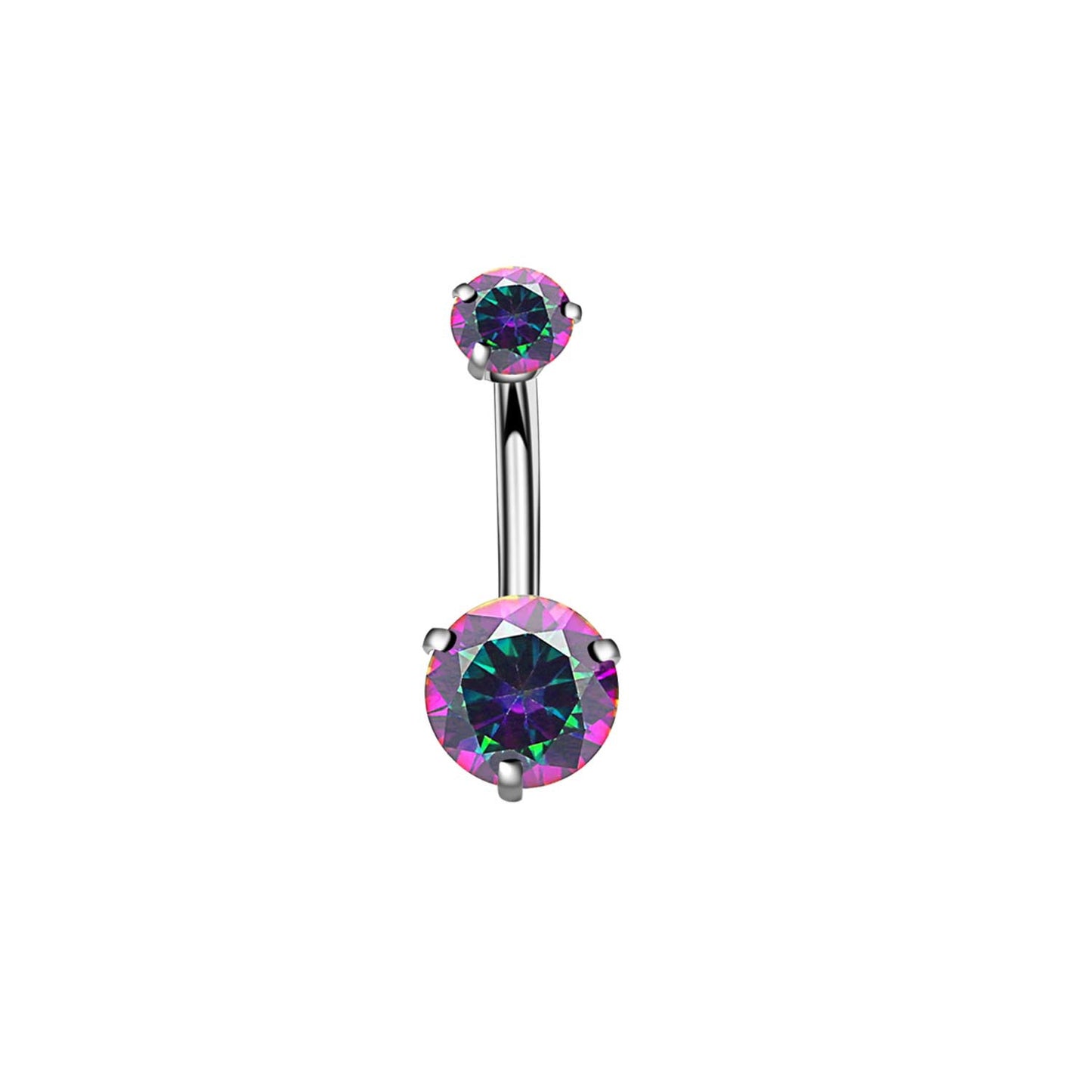 Geometric Zircon Inlaid Stainless Steel Belly Button Ring Jewelry