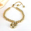 Copper Gold Plated Adjustable Initial Letter Beaded Bracelet for Women