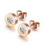 Simple Style Round Stainless Steel Zircon Ear Studs 1 Pair