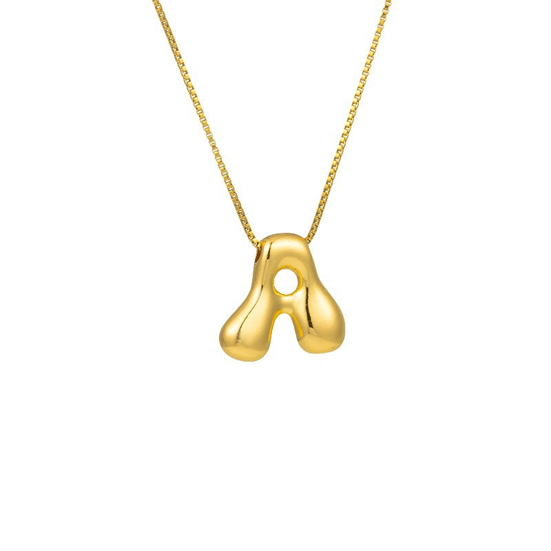 304 Stainless Steel Gold Plated Bubble Letter Necklace