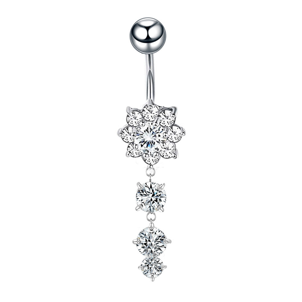 Streetwear Owl & Butterfly Zircon Inlay Stainless Steel Belly Ring