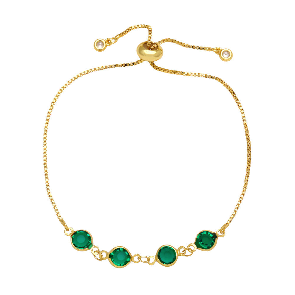 Fashion Adjustable 18k Gold Plated Colorful Crystal Bracelet