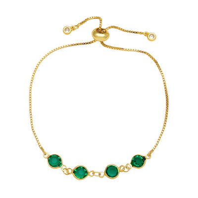 Fashion Adjustable 18k Gold Plated Colorful Crystal Bracelet