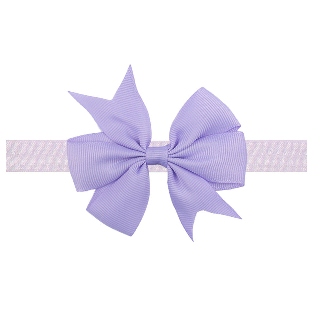 Solid Color Floral Baby Bow Headband with V-Shaped Ribbon - 21 Colors Available