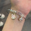 Sweet Cartoon Character Alloy Bangle Bracelet with Bell Charm