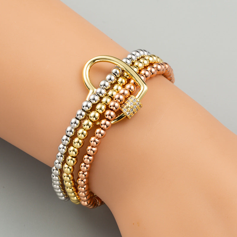 European American Hip-hop Style Copper Zircon Elastic Bracelet Set