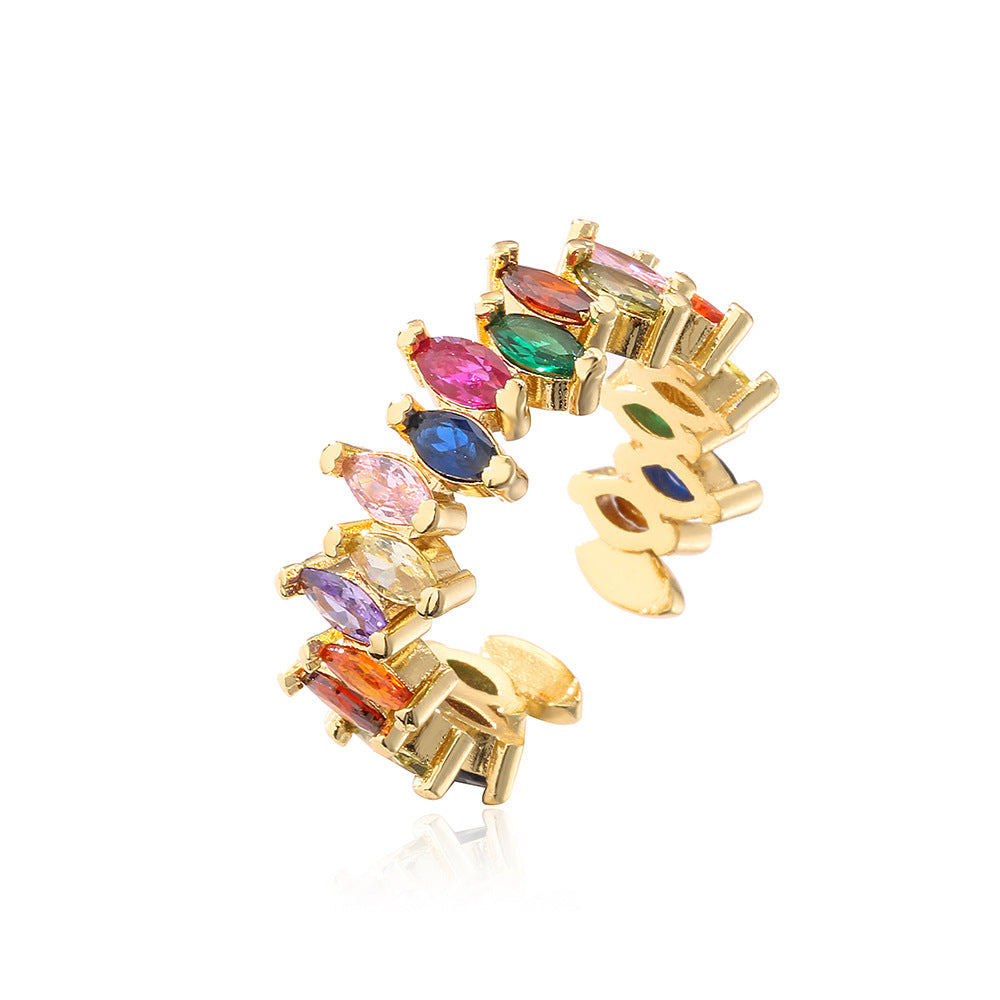 Fashion Geometric Gold Plated Zircon Open Ring