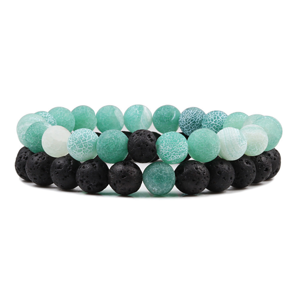 Classic Geometric Agate and Lava Stone Aromatherapy Bracelet