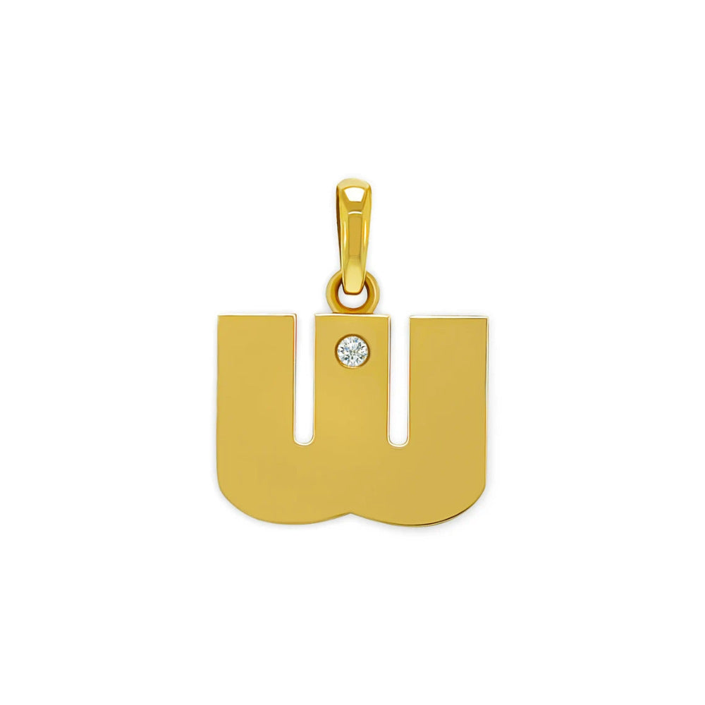 Modern 18K Gold Plated Zircon Inlay Stainless Steel Alphabet Pendant Necklace