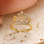 Classic Crown Copper 18K Gold Plated Zircon Ring - Elegant Women's Designer Jewelry