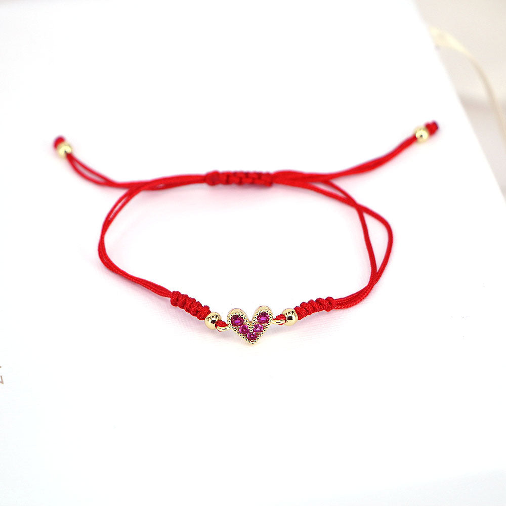 Adjustable Colored Zircon Heart Bracelet for Women