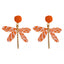 Dragonfly Raffia Gold Plated Drop Earrings - Bohemian Vacation Style