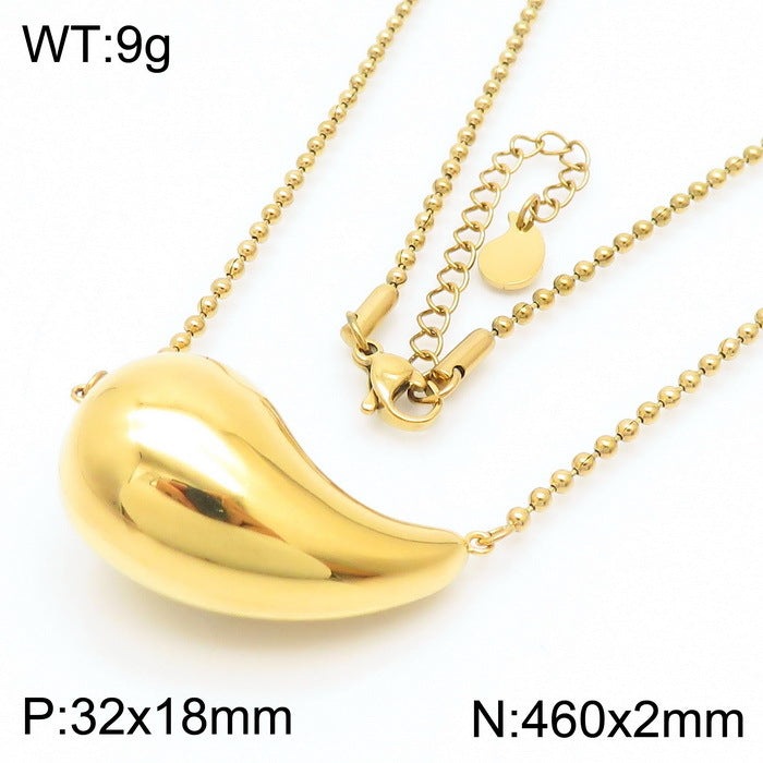 1 Pair Minimalist Water Droplet 18K Gold Plated Stainless Steel Earrings and Necklace Set