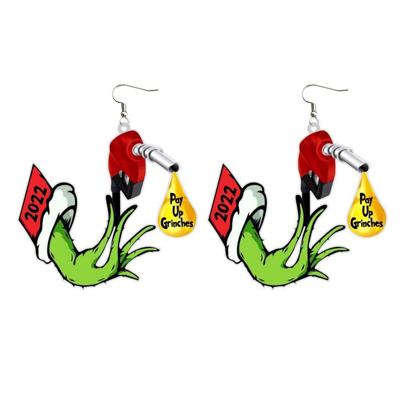 Cartoon Character Grinch Christmas Acrylic Drop Earrings