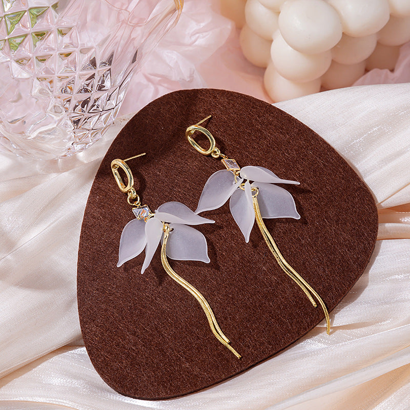 1 Pair Elegant Flower Alloy Plated Pearl Drop Earrings for Women