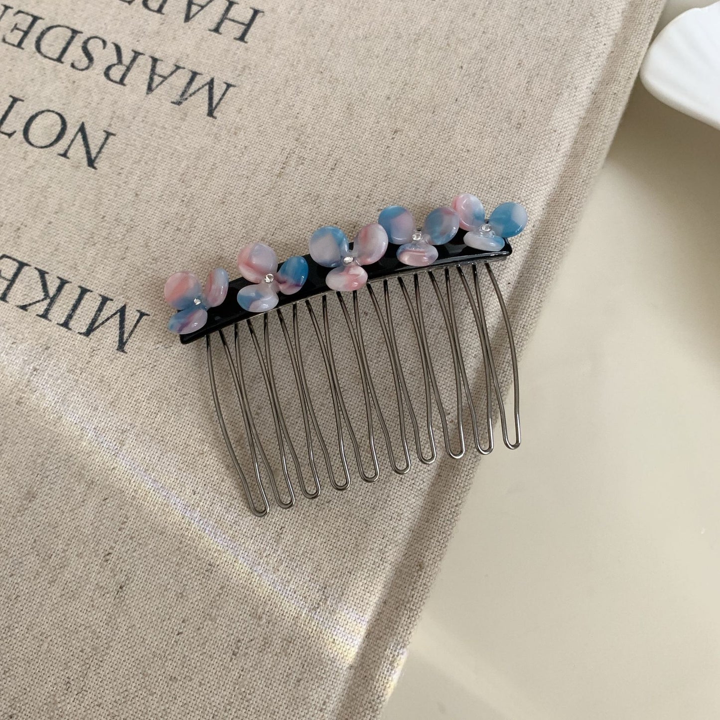 Women's Simple Flower Acetate Rhinestone Hair Comb 2024