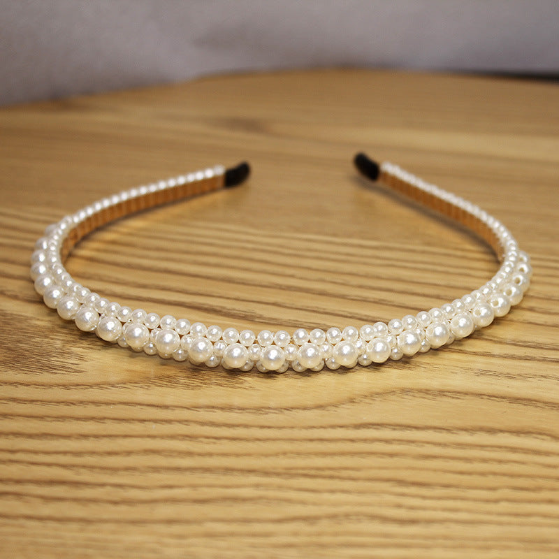 Bridal Pearl Hair Band - Korean Style Elegant Headband and Hairpin Set