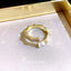 Elegant Geometric 14K Gold Plated Open Ring with Artificial Pearls and Rhinestones