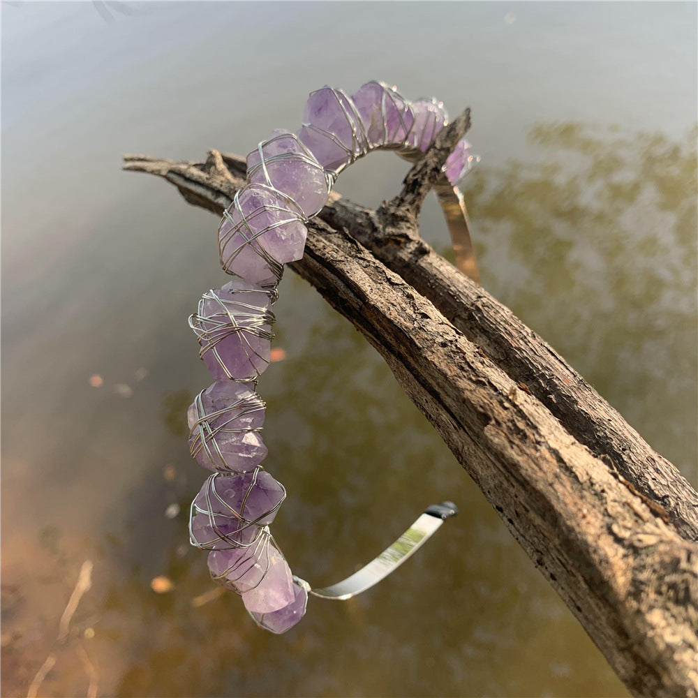 Amethyst Geometric Crystal Bridal Hair Crown Accessory