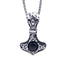 Punk Thor's Hammer Stainless Steel Skull Gem Men's Pendant Necklace