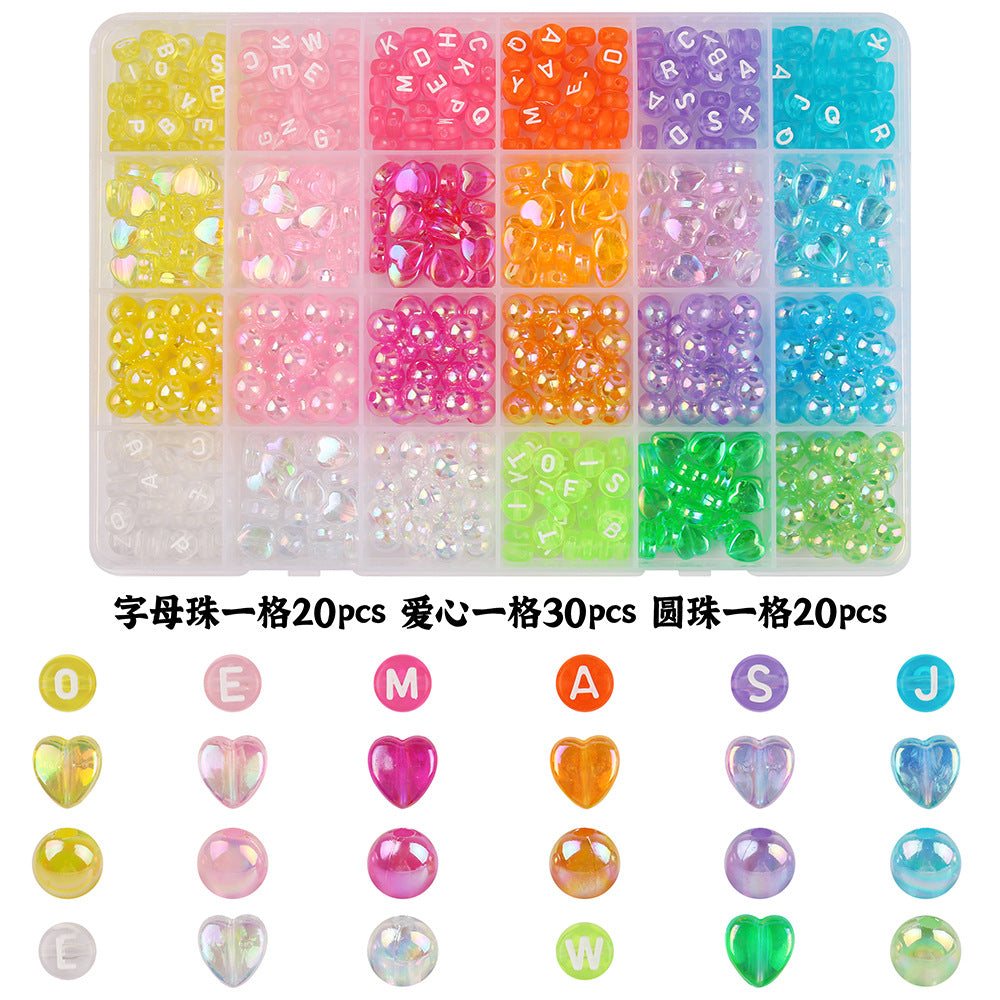 Acrylic Letter and Heart Beads DIY Kit - 24 Colorful Compartments