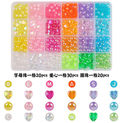 Acrylic Letter and Heart Beads DIY Kit - 24 Colorful Compartments