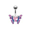 Sunflower Heart Butterfly Zircon Belly Ring in White Gold Plated Stainless Steel