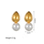 1 Pair Minimalist Heart Shape 18K Gold Plated Stainless Steel and Baroque Pearl Stud Earrings