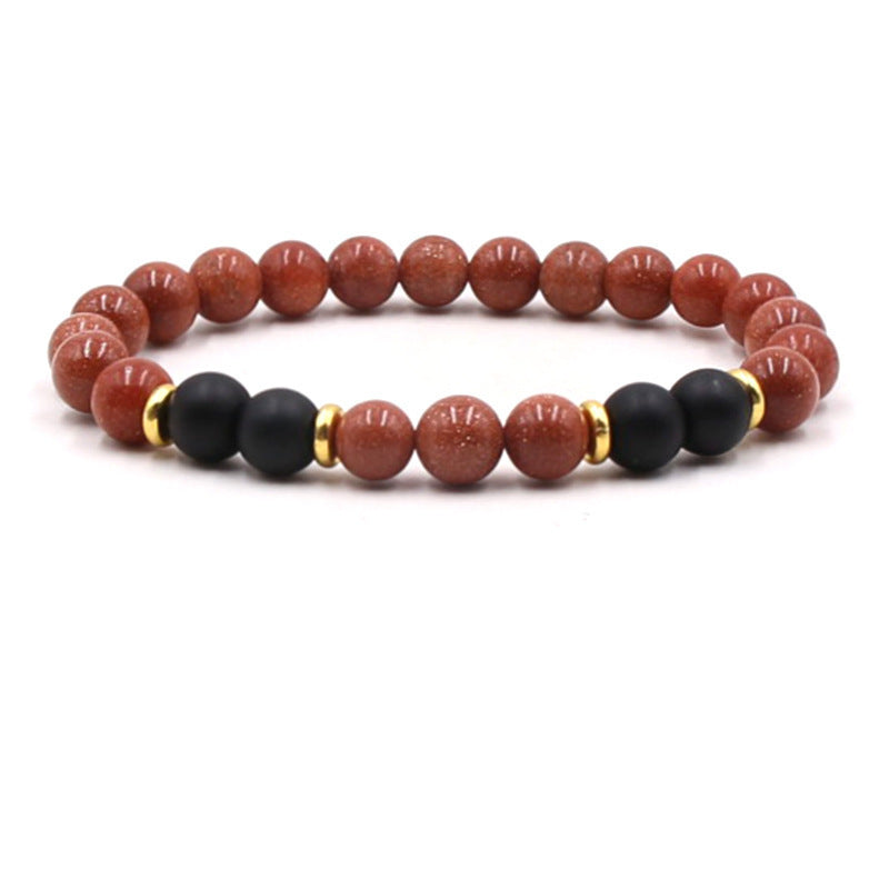 Ethnic Geometric Natural Stone 8mm Beaded Bracelet with Tiger Eye and Turquoise