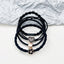 Women's Heart Shape Hair Tie Set - Milk Coffee Color Leather Bands & Floral Love Rings