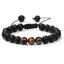 Gradient Natural Stone Agate and Tiger Eye Beaded Adjustable Bracelet