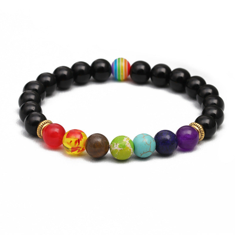 Fashion Multicolor Lava Stone & White Agate Beaded Bracelets