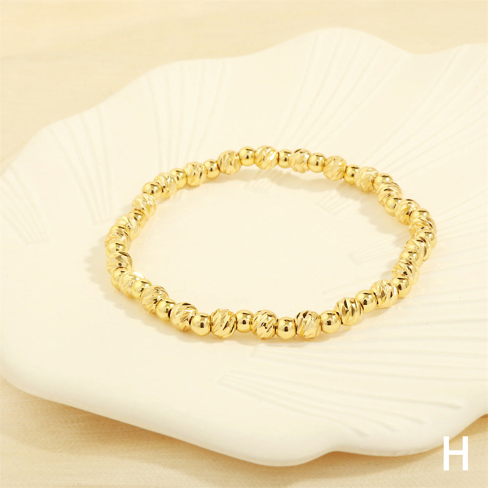 18k Gold Plated Geometric Beaded Layered Bracelet Set