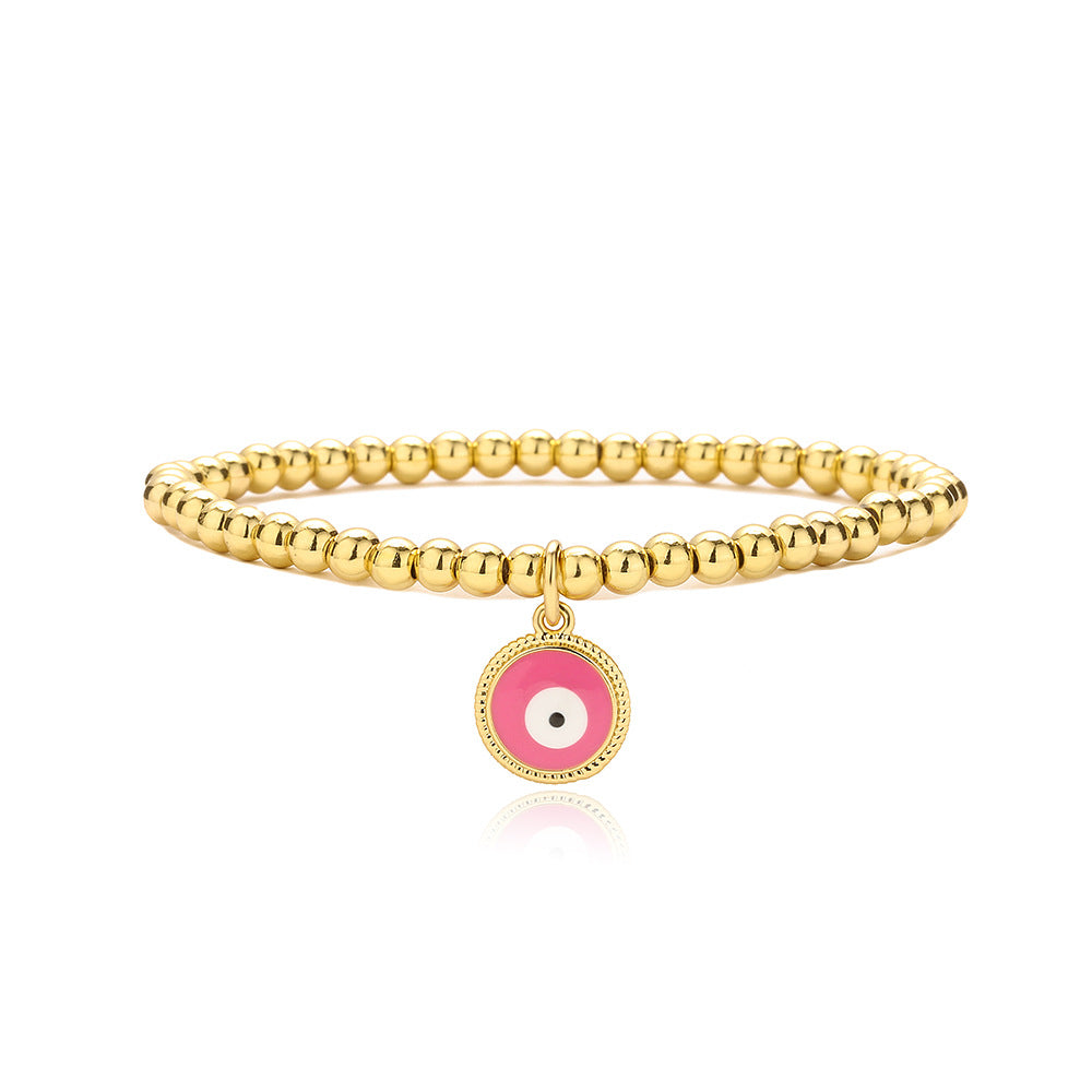 Evil Eye Gold Plated Copper Enamel Bracelet for Women