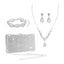 Elegant Leaf & Water Droplet Rhinestone Jewelry Set with Evening Clutch