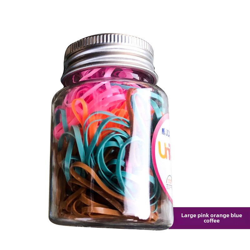 Korean Style Girls' Hair Accessories Set - Uniband Rubber and Leather Bands in Canned Packaging