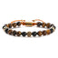 Retro Roman Geometric Howlite & Tiger Eye Beaded Bracelet with Zircon Accents