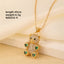 Cute Bear Zircon Pendant Necklace - Gold Plated Stainless Steel