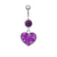 1 Piece Heart Shape Belly Ring - Punk Simple Style, 316 Stainless Steel with Rhinestone Inlay, White Gold Plated