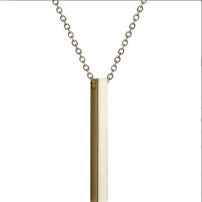 Three-Dimensional Pillar Stainless Steel Pendant Necklace