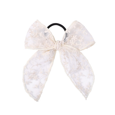 Sweet Floral Embroidered Bow Hair Tie for Kids