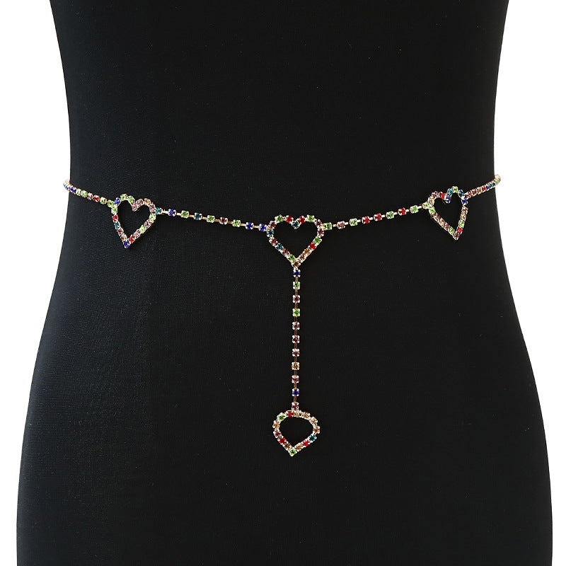 Simple Heart Shape Rhinestone Alloy Women's Chain Belt