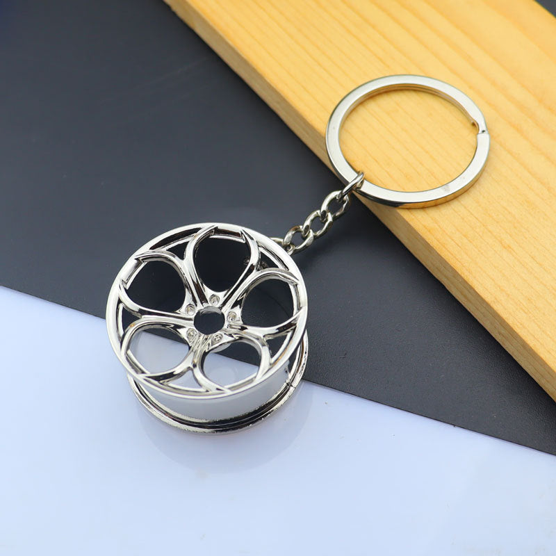 Simple Style Car Wheel Metal Keychain with Automotive Tool Charms