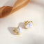 Elegant Heart & Bow Opal Pearl Rhinestone Ear Clips - 1 Pair