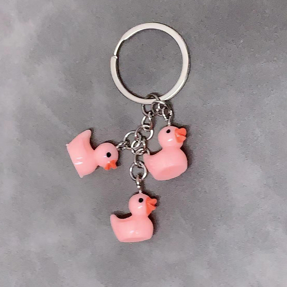 Cute Yellow Duck Resin Keychain Pendant Accessory