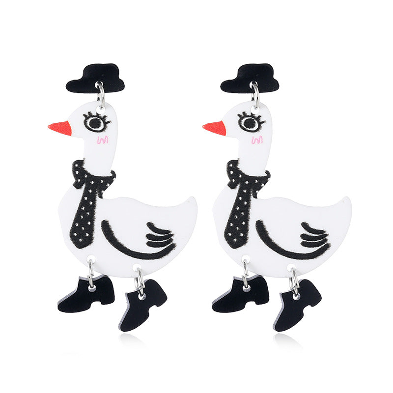 Acrylic Cartoon Duck Animal Drop Earrings for Women