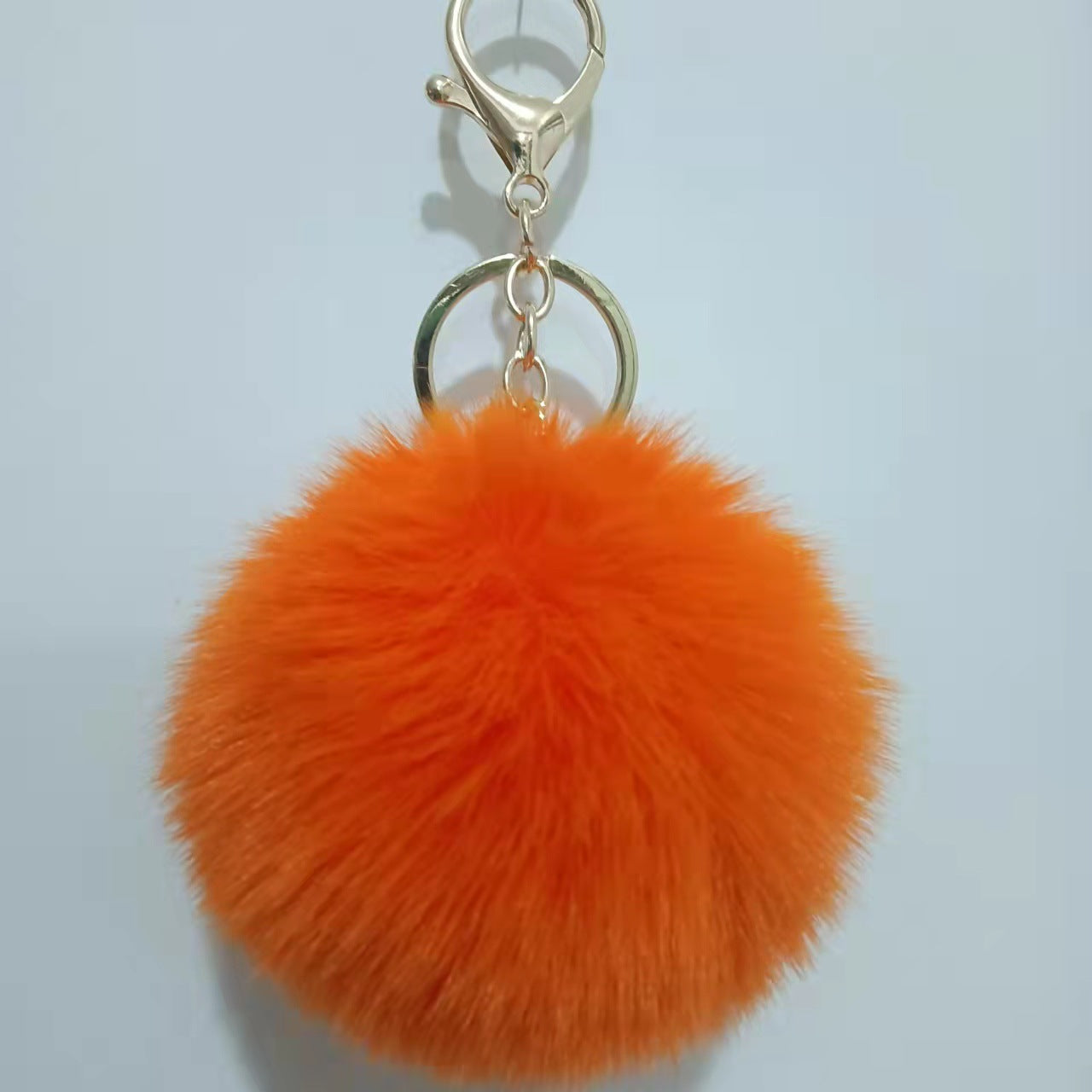 Cute Solid Color Faux Fur Pom Pom Keychain Accessory