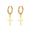 1 Pair Minimalist Cross 18K Gold Plated Stainless Steel Hoop Earrings