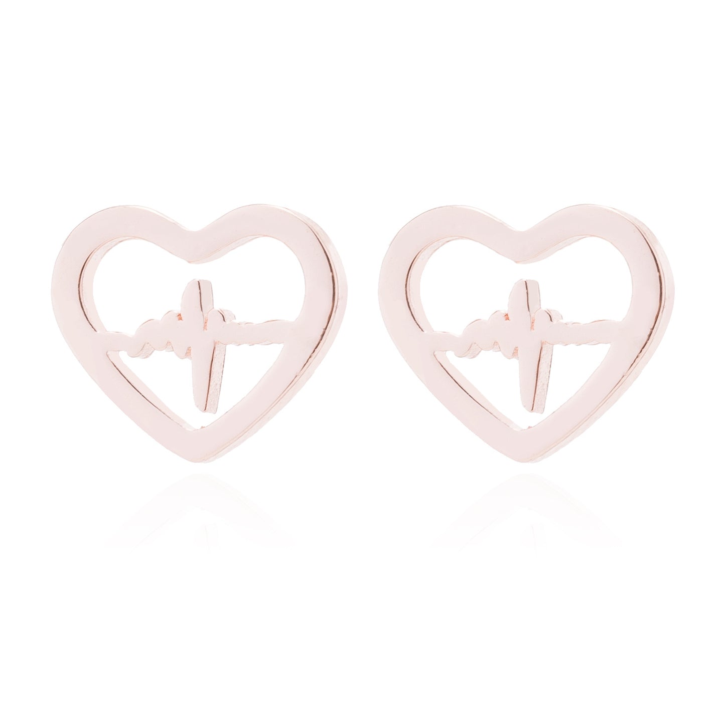 Stainless Steel Geometric Rose & Animal Stud Earrings Set